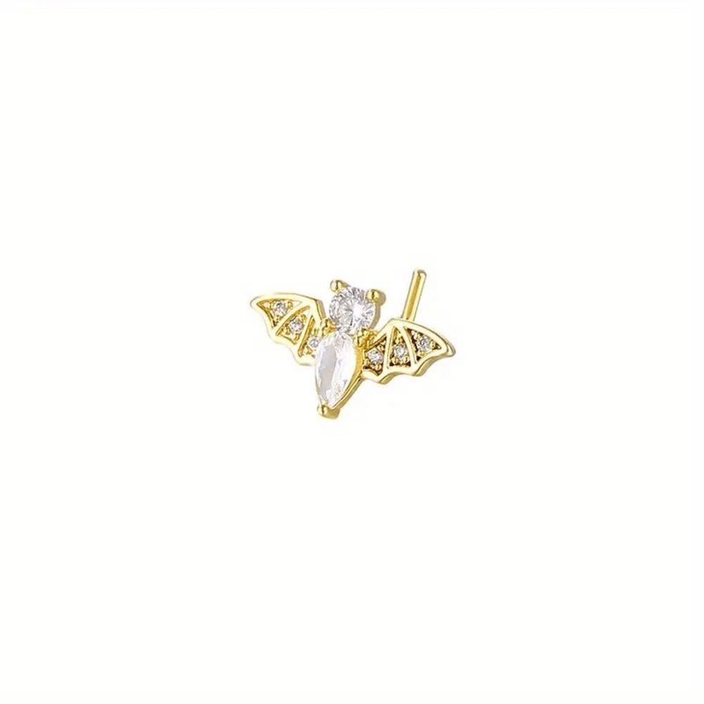 Diamond Gold Bat L Shaped Nose Ring - Picture 2 of 2